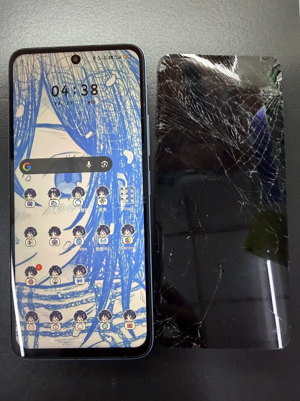 台南 OPPO Android 手機換螢幕前後對比